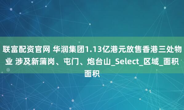联富配资官网 华润集团1.13亿港元放售香港三处物业 涉及新蒲岗、屯门、炮台山_Select_区域_面积